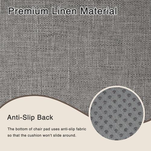 OVOV Chair Cushions for Dining Chairs Set of 6 Windsor Seat Cushion for Kitchen Room Chair Thick Textured Chair Pads with Ties and Non-Slip Bottom(16x15 Inch Light Grey)