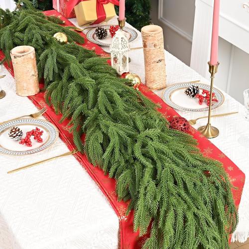 MARTINE MALL Christmas Garland, 6FT Real Touch Norfolk Pine Garland, Cedar Garland Christmas Garlands for Mantle Christmas Pine Garlands for Front Door Fireplace Table