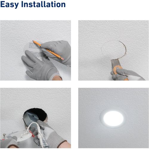 Lithonia Lighting WF4 LED 30K40K50K 90CRI MB M6 Recessed Wafer Downlight with Ultra Thin Round Trim, Color Temperature Selectable, 3000K | 4000K | 5000K, 4-Inch, Matte Black