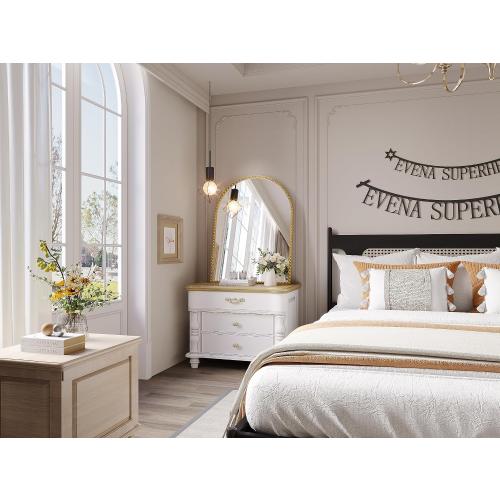 Arched Mirror for Wall, 24x32 Gold Arch Bathroom Vanity Mirror, Metal Flower Frame Decorative Arch Wall Mirror, Antique Gold Arched Mirror for Washroom, Bedroom, Entryway, Living Room