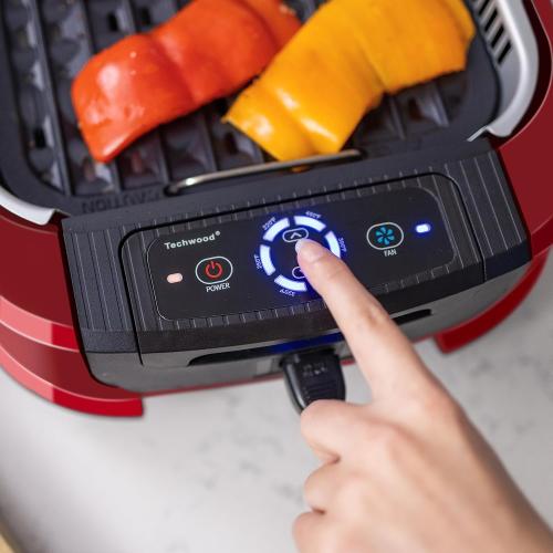 Indoor Smokeless Grill, Techwood 1500W Electric BBQ Grill with Temperature Control, Korean Grill Removable Non-Stick Grill & Griddle Plates, Tempered Glass Lid, Red‼️missing handle on the lid‼️