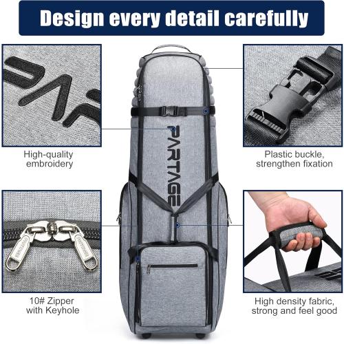Partage Golf Travel Bag with Wheels, Golf Travel Case for Airlines, 900D Heavy Duty Oxford