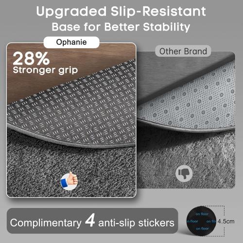 Ophanie Round Rug Medium Grey Circle Area Rugs, Fluffy Fuzzy Bedroom Carpet  Plush Shag Indoor Floor Gray Living Room Christmas Circular Aesthetic Decor for Kids Teen Boys Baby,Nursery, Classroom