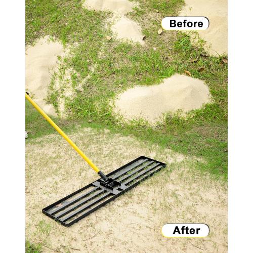 Lawn Leveling Rake, 30x10 Heavy Duty Sand Leveling Tool with 7FT Long Handle, Steel Golf Rake for Soil, Compost, Gravel, Lawn Leveler for Yard, Garden, Golf Course, Landscaping Level Tool