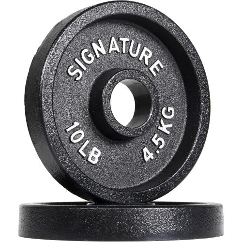 Signature Fitness Deep Dish 2-Inch Olympic Cast Iron Weight Plates with E-Coating