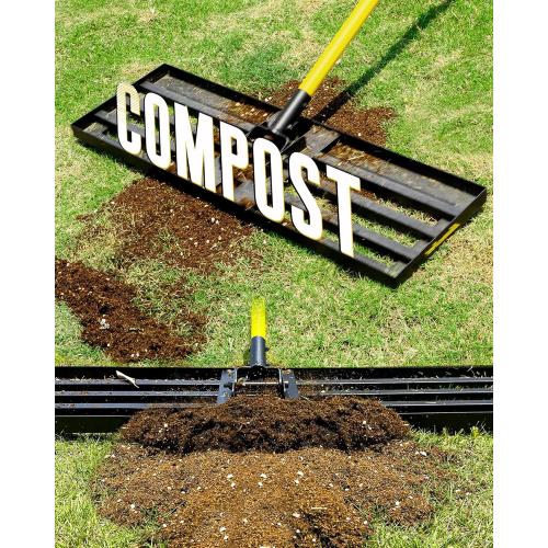 Lawn Leveling Rake, 30x10 Heavy Duty Sand Leveling Tool with 7FT Long Handle, Steel Golf Rake for Soil, Compost, Gravel, Lawn Leveler for Yard, Garden, Golf Course, Landscaping Level Tool