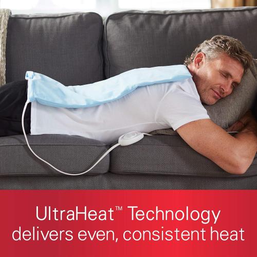Sunbeam XL Heating Pad for Back Neck and Shoulder Pain Relief with Sponge for Moist Heating Option Extra Large 12 x 24 Blue