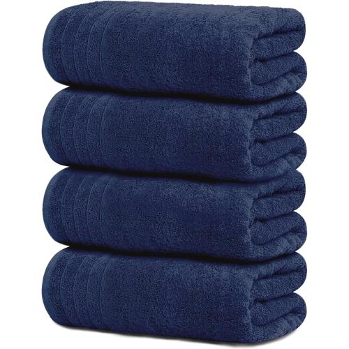 Tens Towels Pack of 2 Extra Large Bath Towels 30 x 60 Inches, 100% Cotton, Larger & Lighter Weight, Quicker to Dry, Super Soft and Absorbent, Perfect for Bathroom, Navy