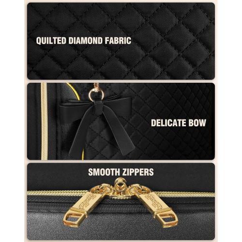 Underseat Carry On Luggage with Wheels, Airline Approved Personal Item Suitcase with Multiple Compartments, Lightweight Softside Under Seat Carry-on Suitcases for Women Travel Business, Black