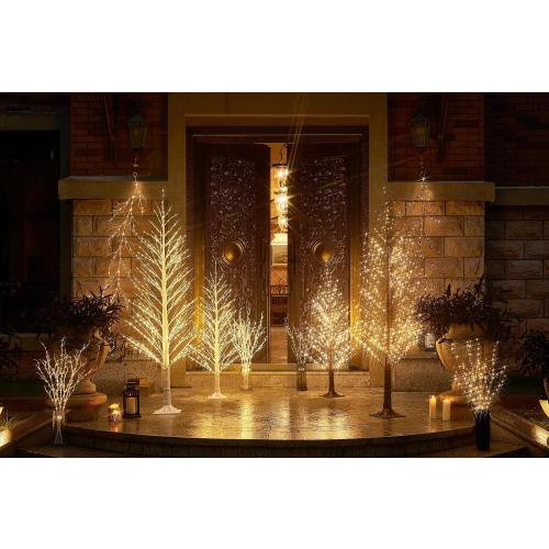 Hairui Lighted Brown Alpine Tree with 450L Warm White Fairy Lights 4FT, Brown Twig Tree with Lights for Indoor Outdoor Home Party Halloween Christmas Decoration