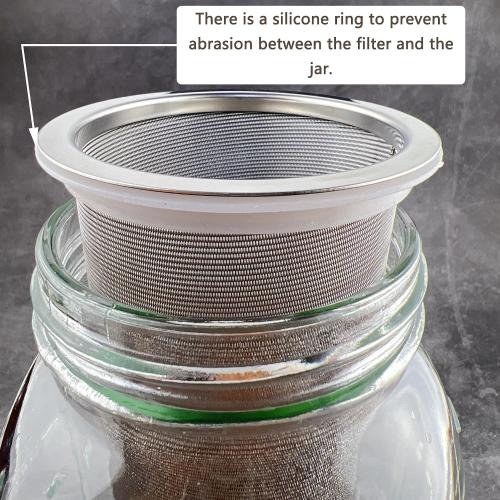 2 Pack - Ultra Fine Cold Brew Coffee Filter For 64 OZ and Larger Wide Mouth Mason Jar, Food Grade 304 (18/8) Stainless Steel Filter, Multiple Usages, Cold Brew Tea Filter, Fruit Infused Water Filter