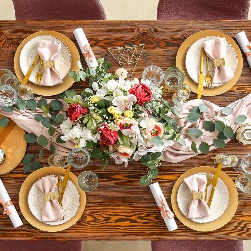 100 Pcs Charger Plates Bulk 13 Inch Round Wedding Chargers Plastic Plate Dinner for Wedding Party Baby Shower Table Setting Event Decoration(Gold)