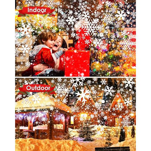 Christmas Projector Lights Outdoor, Snowflake Projector Lights Double Head Waterproof, LED Snowfall for Indoor Outdoor Rotating Christmas Decoration for Wedding Yard Holiday Used