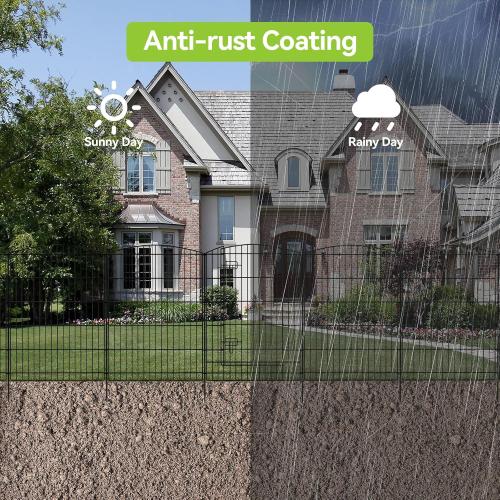 INJOPEXI Decorative Garden Fence 6 Panels 13ft (L)×36in (H) Animal Barrier Fences with 5 Panels   1 Gate, No Dig Garden Fencing Rustproof Metal Wire Temporary Rabbit Dog Fence for Patio Outdoor Yard