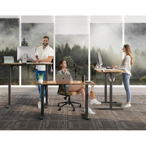 Electric Standing Desk,48x24 Inches Adjustable Height Stand up Desk, Sit Stand Home Office Desk with Splice Board, 3 Preset Heights,Equipped with Hooks,Ergonomic Computer Workstation，Brown