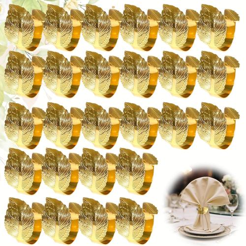 Gold Napkin Rings Set of 100, Gold Napkin Ring Table Decor, with Their Elegant Gold Leaf Design, are Perfect for Valentine, Easter, Dinner Parties. They Make an Excellent Gift for Your Host