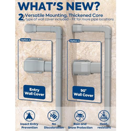 Mini Split Line Set Cover with 2 Flexible Ducts, 3 17Ft, Gray | Long Ducts, Fewer Joints, 2 Types of Entry Wall Cover, Lineset Cover for Air Conditioner, HVAC, Heat Pumps, Central AC Pipe‼️missing pieces‼️