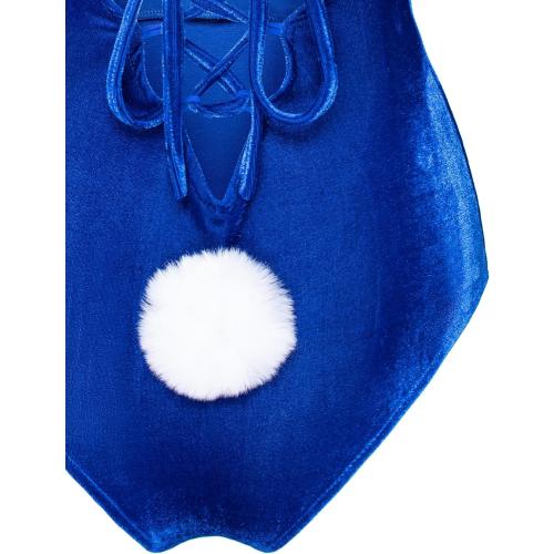Women Velvet Bunny Costume Bunny Girl Suit Costume Senpai Cosplay One Piece Bodysuit Stockings Set