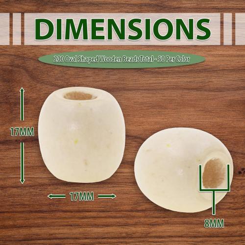 Mandala Crafts 200 Natural Light Brown Black Brown Large Hole Barrel Wooden Beads for Crafts Macrame DIY Jewelry Braid Dreadlock Hair Beads