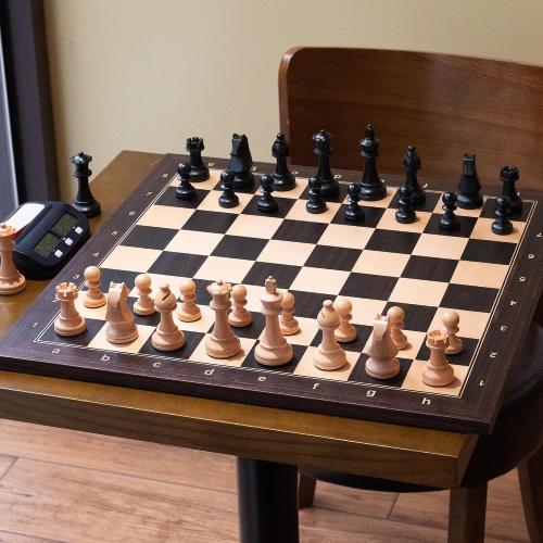 A&A 18.87 Professional Wooden Tournament Chess Board with Storage Bag / 2 Squares w/ Notation