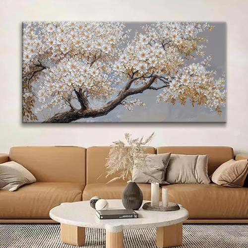 Large Wall Art Decor Modern White Flowers On Tree Artwork Prints Decor Ready To Hang Canvas Wall Art For Living Room Office Bedroom Wall Decor Kitchen 29x58 Inch‼️in packaging ‼️