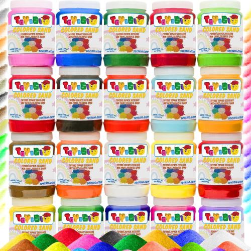 Sand Art Sand [ 20 Colors: 30 lbs ] Craft Sand, Colored Sand for Crafts, Sand Art Bulk, Sand in Bulk, Art Sand, Sandbox, Sand for Crafts for Kids Age 3 , Non-Toxic, 20 Jars