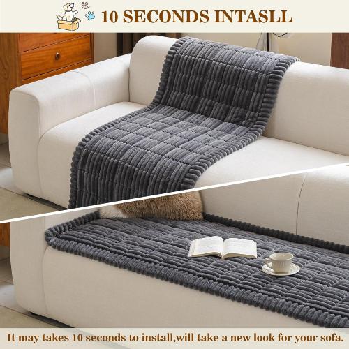 MYSKY HOME Couch Cover, Non-Slip Sofa Cover for 3 Cushion Sofa, Dark Grey
