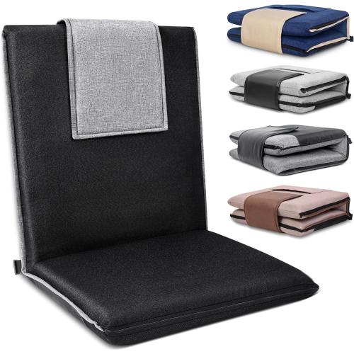 Color Black Floor Chair with Back Support 14-Position Adjustable Floor Chair Portable Ground Seating for Adults & Kids Foldable Meditation Seat with Japanese KOYO Bearings & Washable Linen Cover (Black)