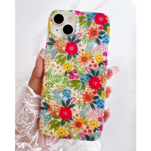 Qokey for iPhone 15 Plus Case,for iPhone 14 Plus Case,Cute Flower Case for Girls Women Shell Pattern Soft Bumper Lightweight Fit Shockproof Phone Cover for iPhone 14 Plus/15 Plus 6.7,Blue Pink Floral
