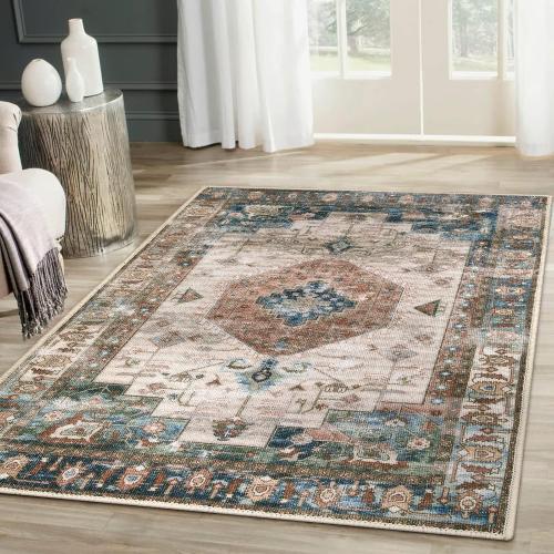 Collive Indoor Door Mat Retro Floor Mat, Non Slip Washable Doormat Large Size Quickly Absorb Welcome Mats Low-Pile Front Door Rug Inside Entryway Carpet for Entrance - 36 x 59