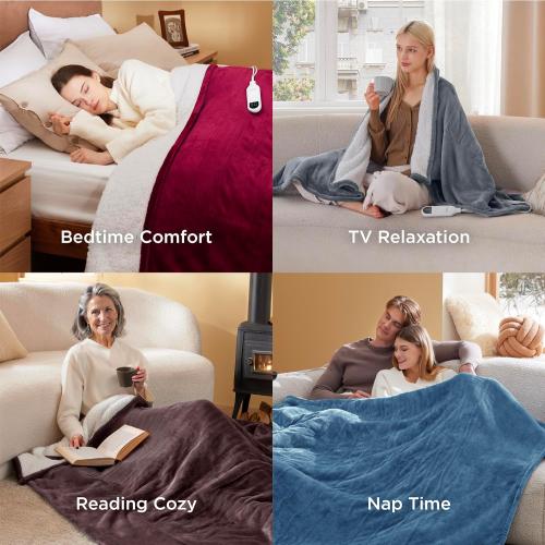 Bedsure Electric Blanket King Size - Dual Control Heated Blanket King Size, Fast Heating with 10 Time Settings & 10 Heat Settings, Warm Gifts for Women Grandma (100x90 inches, Pink)