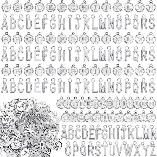 Yinkin 8 SetsMixed Alphabet Charms Round Letter Pendants A-Z Initial Letter Metal Charms for Jewelry Making and DIY Crafting(Ancient Silver)