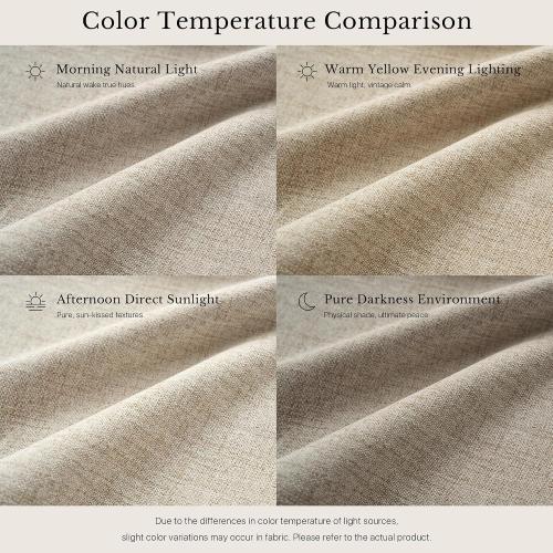 NICETOWN 100% Blackout Linen Curtains for Bedroom/Living Room 90 L, 2 PCs