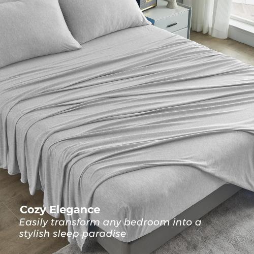Pure Bedding Bed Sheets - King Sheet Set [6-Piece, Heather Light Grey] - Hotel Luxury 1800 Brushed Microfiber - Soft and Breathable - Deep Pocket Fitted Sheet, Flat Sheet, Pillow Cases