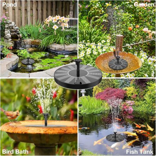 AISITIN Solar Bird Bath Fountain, Solar Fountain Pump for Bird Bath with 6 Nozzles, Solar Powered Water Pump for Garden, Ponds, Pool, Outdoor and Fish Tank, 1.5W-New, 2 Pack