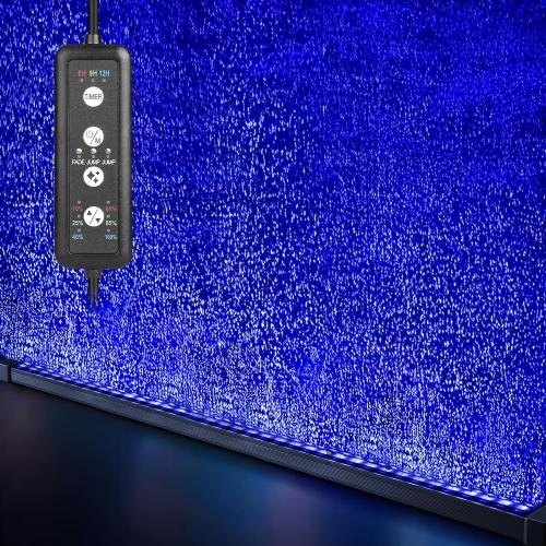 fishkeeper Submersible Fish Tank Light with Air Bubble Hole Color & Brightness & Timers Adjustable IP68 Waterproof Aquarium Bubble Light for Fish Tank Accessories Bubbler Wall (9W, Pump Not Included)