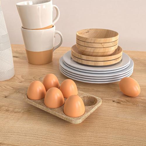 YunKo 6PCS Wooden Easter Eggs Fake Egg Chicken Coop Accessories Easter Eggs for Craft Nest Egg Brown for Laying Chickens