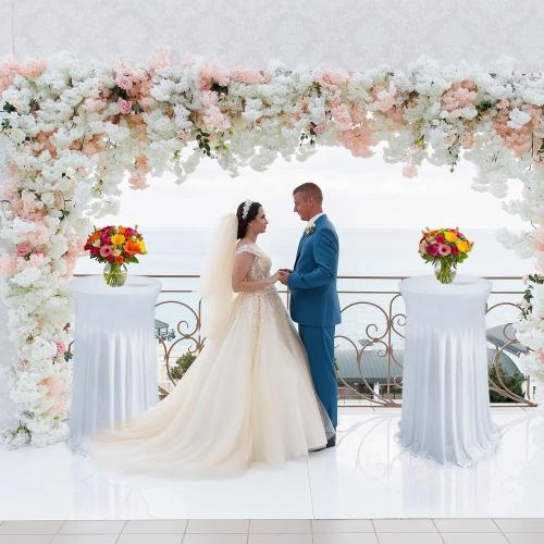 5 Pack White Cocktail Table Covers - 32 x 43 Inch Stretch Spandex Cocktail Tablecloths with Skirt Round Stretch High Top Table Cloths for Party, Bar, Pub, Wedding, Banquet, Birthday