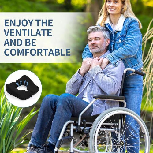 BALAPET Memory Foam Bed Sore Cushions for Butt, Ergonomic Bedsore Pressure Relief Pillow for Sleeping and Sitting, Removable T Shaped Opening Tailbone Cushion for Bed Sores on Buttocks(Black)