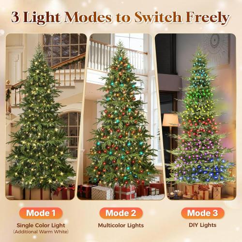 HOLLO STAR 7.5 ft Prelit Pencil Christmas Tree with 400 LED Lights, App Control, Aspen Artificial Christmas Tree, Multi-Color RGBW Lights, 1639 PE & PVC Branch Tips, Skinny Xmas Tree, for Home, Party