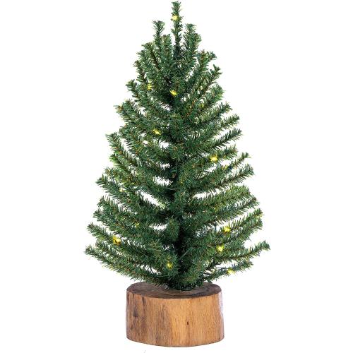 18 Battery Operated LED Warm White Table Top Tree Green Upswept