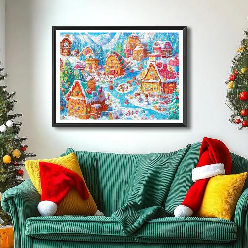 Christmas Village 1000 Piece Puzzle for Adults, Fun Puzzles for Adults 1000 Pieces with HD Print & Poster, 27.5 * 19.7 in Dust Free, for Gifts Halloween Christmas Family Games Lovers