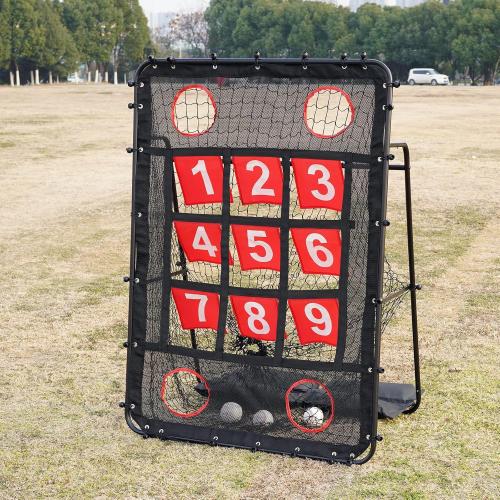 Pitching Net with Strike Zone, 9 Hole Baseball Pitching Target, Portable Softball Baseball Training Equipment with Carry Bag