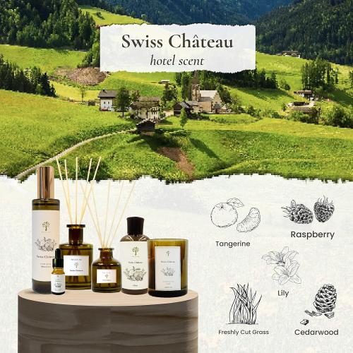 PRISTINE Swiss Château/Inspired by Hilton Reed Diffuser - Home & Bathroom | Fresh Cut Rose, Tangerine, Cedarwood Oil Reed Diffuser Set | Oil & Reed Diffuser Sticks, Home & Office Decor, Fragrance Gift