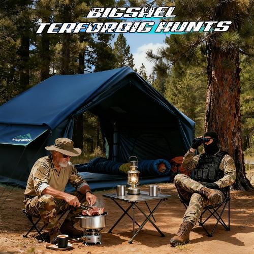 Inflatable Tent with Skylight, Quick Setup Blow Up Tents with Pump, Hot Tent with Stove Jack, Waterproof Oxford Inflatable House for Camping, Air Glamping Tents for Camping Adult