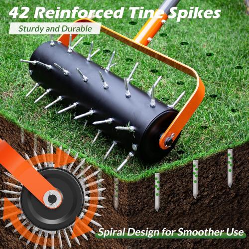 Walensee Rolling Lawn Aerator, Heavy Duty Manual Aerator Tool with 42 Spikes, Lawn Spike Aerator Roller with 71 Adjustable Handle, Soil Penetrator Push Lawn Aeration for Garden Yard Patio