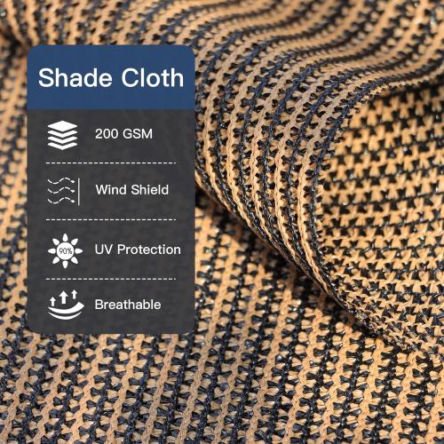 Size 16X16 Ft Color Grey 90% Sun Shade Cloth with Grommets, Outdoor Sun Shade Cover Heavy-Duty Sunblock Fabric Trap for Patio Lawn Garden Pergola, Mocha,