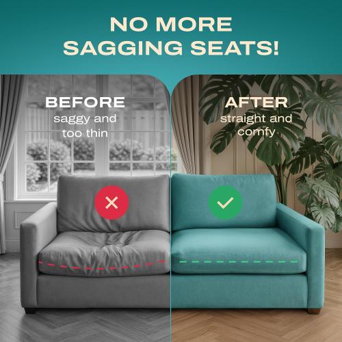 Couch Cushion Support for Sagging Seat, Couch Support for Sagging Cushions, Sofa Cushion Support, 3 Pack 20 x 20 x 2 Inch 45D High Density Foam Cushion Support, Non-Slip Stickers Included, Grey