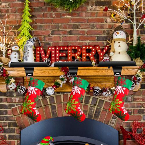 Christmas 6 Pcs Black Stocking Holders Mantel Hook Hangers Fireplace Hooks Hanger Grip Bases for Christmas Party Decorations Xmas Décor