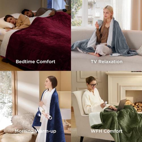Bedsure Electric Blanket Full Size - Soft Flannel Heated Blanket, Fast Heating with 10 Time Settings & 6 Heat Settings, Warm Gift for Grandma (72x84 inches, Cream)